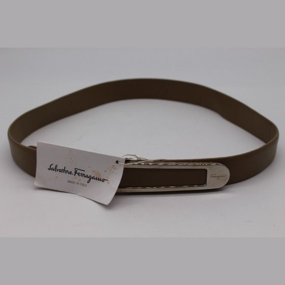 Salvatore Ferragamo ORZO BROWN Leather Belt Size 85